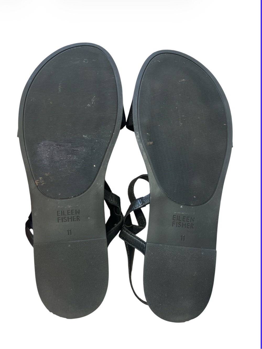 Eileen Fisher Black Demo Leather Ankle-Strap Sandal - Picture 8 of 8